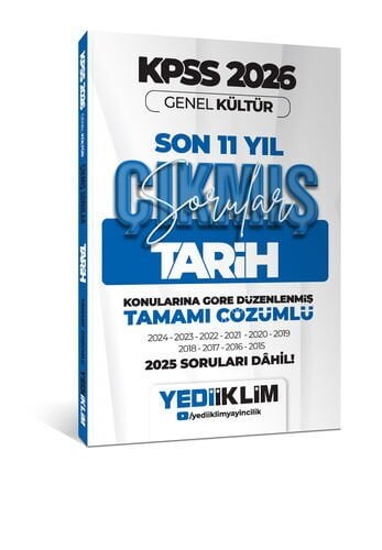 2026 KPSS Genel Kültür Tarih Konularına Göre Tamamı Çözümlü Son 11 Yıl Çıkmış Sorular Yediiklim Yayınları