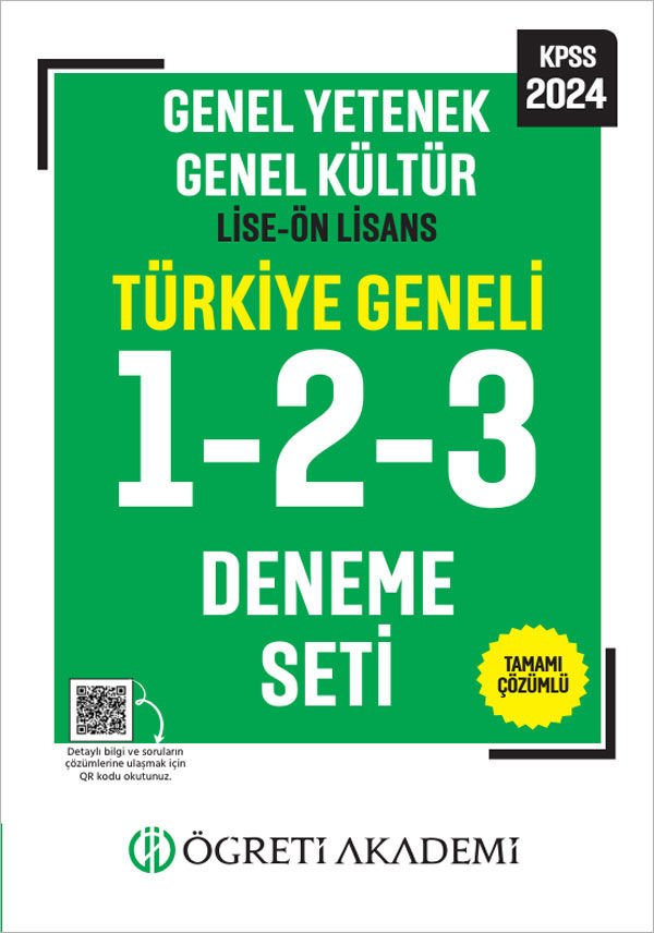 Öğreti Akademi 2024 KPSS Genel Yetenek Genel Kültür Lise-Ön Lisans Tamamı Çözümlü Türkiye Geneli 1-2