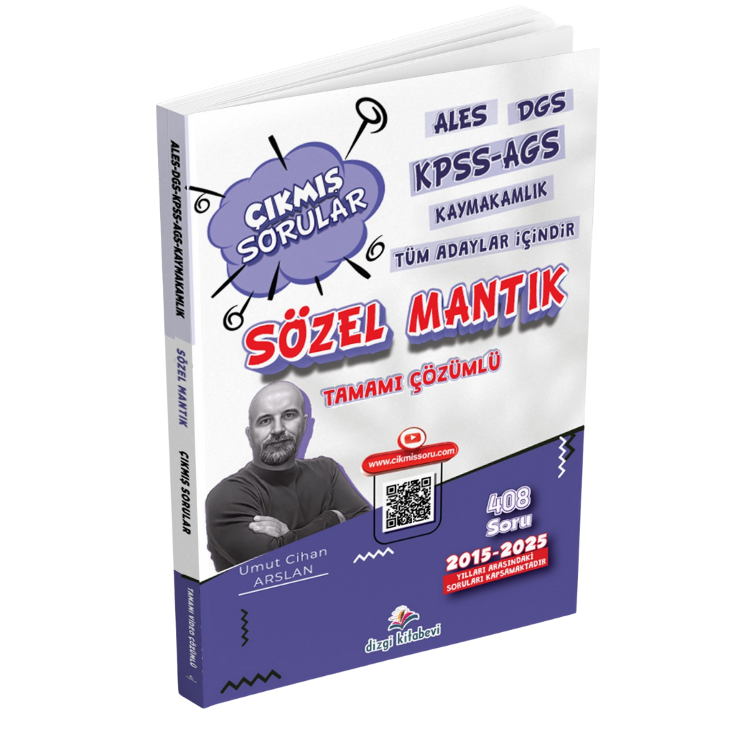 Dizgi Kitap ALES DGS KPSS AGS Kaymakamlık Tüm Adaylar İçin Sözel Mantık Tamamı Video Çözümlü Çıkmış Sorular Umut Cihan Arslan