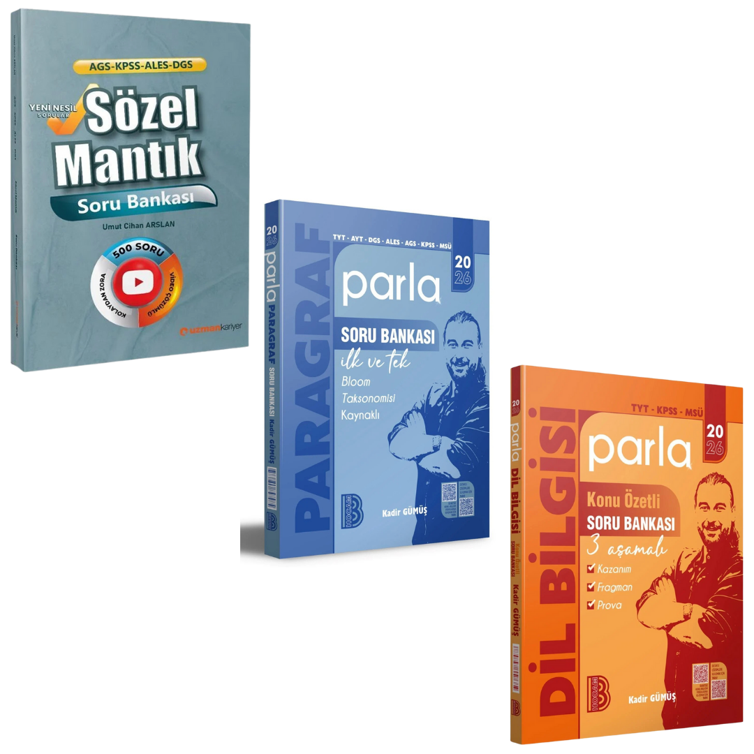 2026 Uzman Kariyer Sözel Mantık Soru Bankası, Parla Paragraf Soru Bankası ve Parla Dil Bilgisi Soru Bankası 3'lü Set