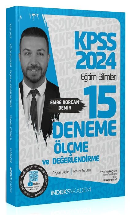 2024 KPSS Eğitim Bilimleri Ölçme ve Değerlendirme 15 Deneme Çözümlü - Emre Korcan DEMİR İndeks Akademi Yayıncılık