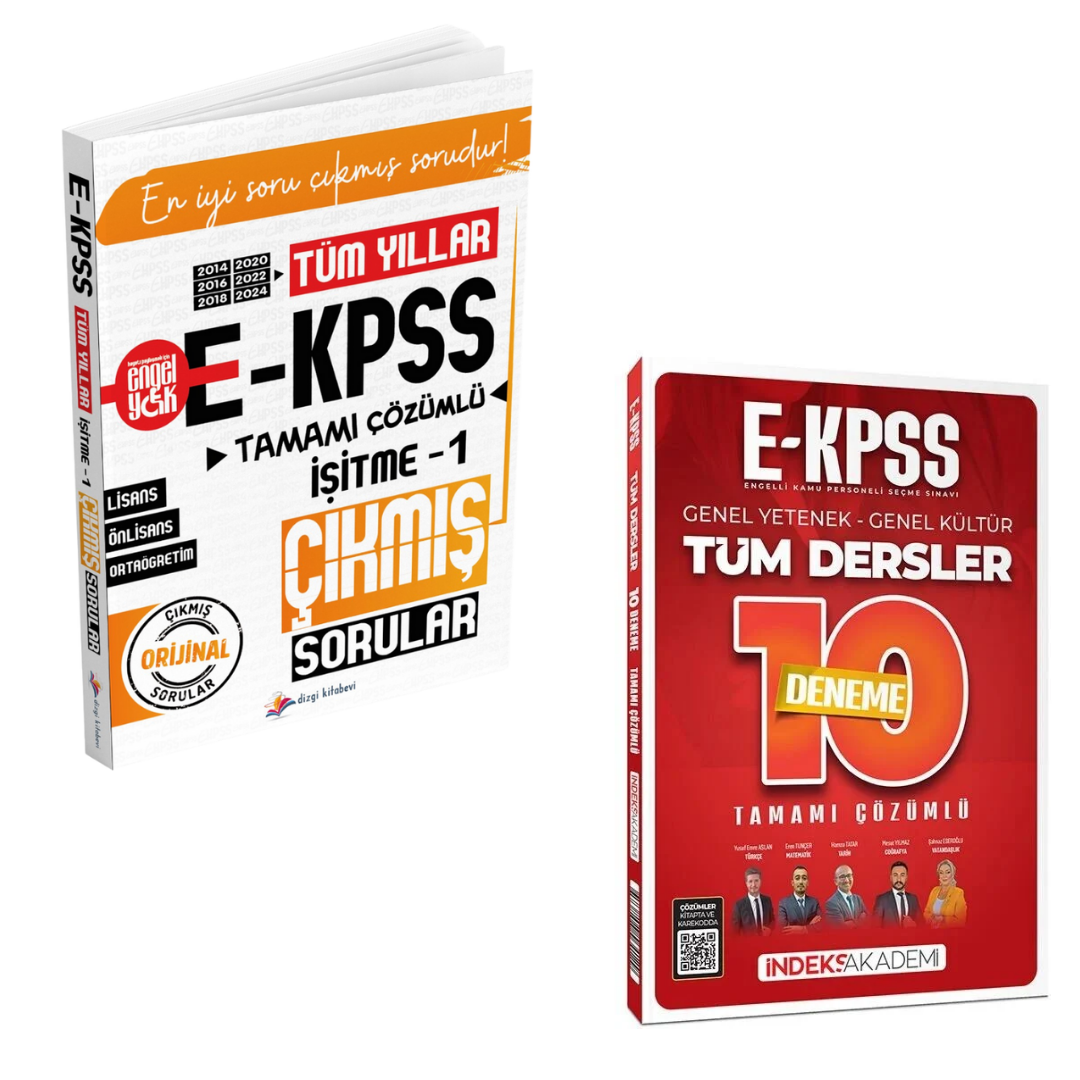 Dizgi Kitap EKPSS Tüm Yıllar Tamamı Çözümlü İşitme 1 Çıkmış Sorular (2014-2016-2018-2020-2022-2024 Orijinal Sorular) & EKPSS 10 Deneme Çözümlü İndeks Akademi Yayıncılık Seti