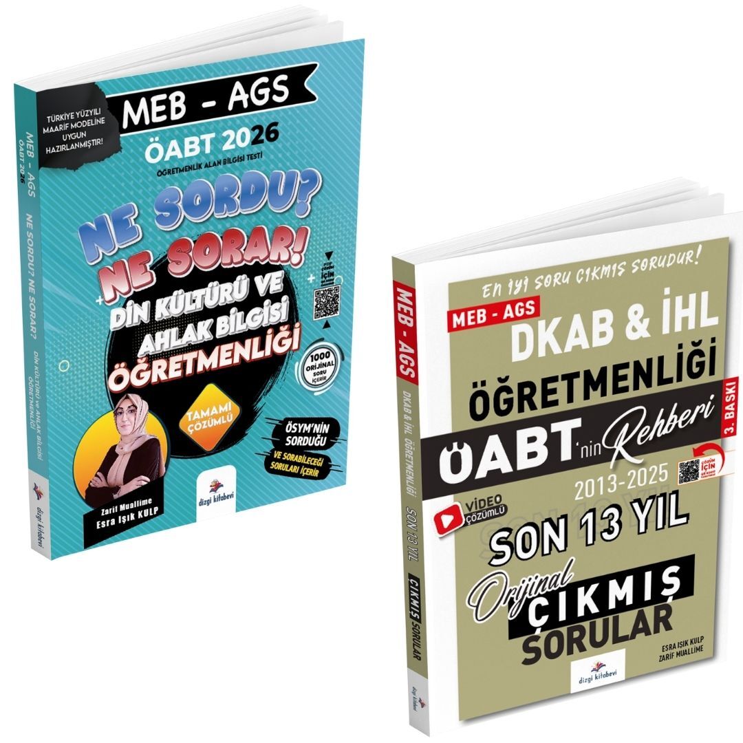 Dizgi Kitap 2026 Meb Ags ÖABT Ne Sordu Ne Sorar Din Kültürü ve Ahlak Bilgisi Öğretmenliği Tamamı Pdf Çözümlü Soru Bankası ve Çıkmış Sorular Seti Zarif Muallime Esra Işık Kulp