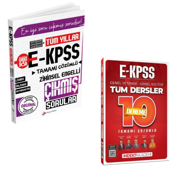 Dizgi Kitap EKPSS Tüm Yıllar Tamamı Çözümlü Zihinsel Engelli Çıkmış Sorular (2014-2016-2018-2020-2022-2024 Orijinal Sorular) & EKPSS 10 Deneme Çözümlü İndeks Akademi Yayıncılık Seti