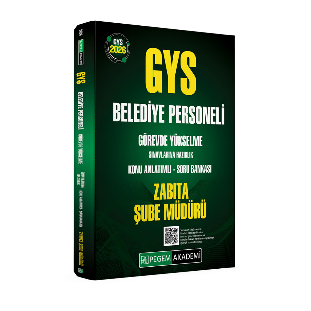 2026 GYS Belediye Personeli Görevde Yükselme Sınavlarına Hazırlık Konu Anlatımlı Soru Bankası ZABITA ŞUBE MÜDÜRÜ Pegem Yayınları