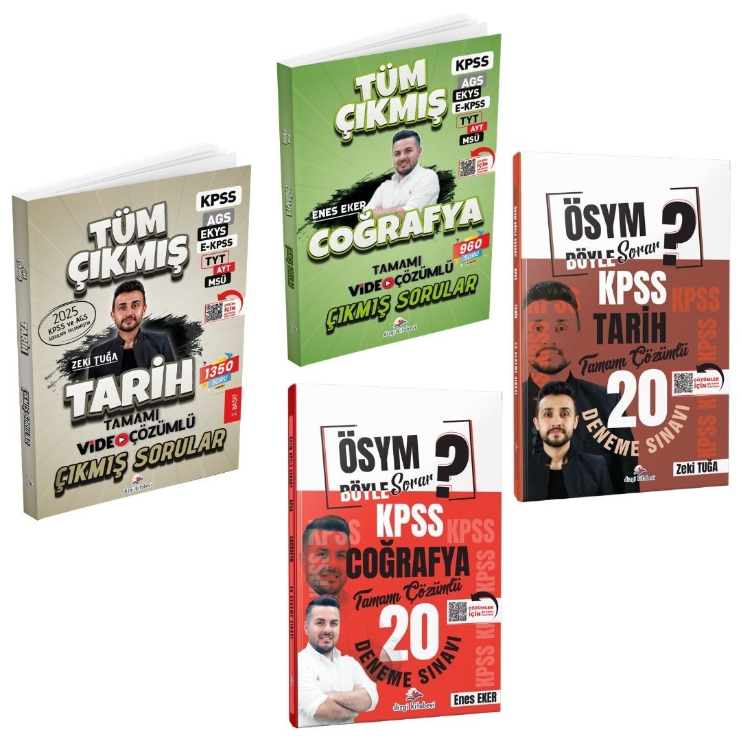 Dizgi Kitap 2026 Coğrafya Tüm Sınavlar Çıkmış Sorular & ÖSYM Böyle Sorar KPSS Coğrafya 20 Deneme & Tarih Tüm Sınavlar Çıkmış Sorular & ÖSYM Böyle Sorar KPSS Tarih 20 Deneme Seti