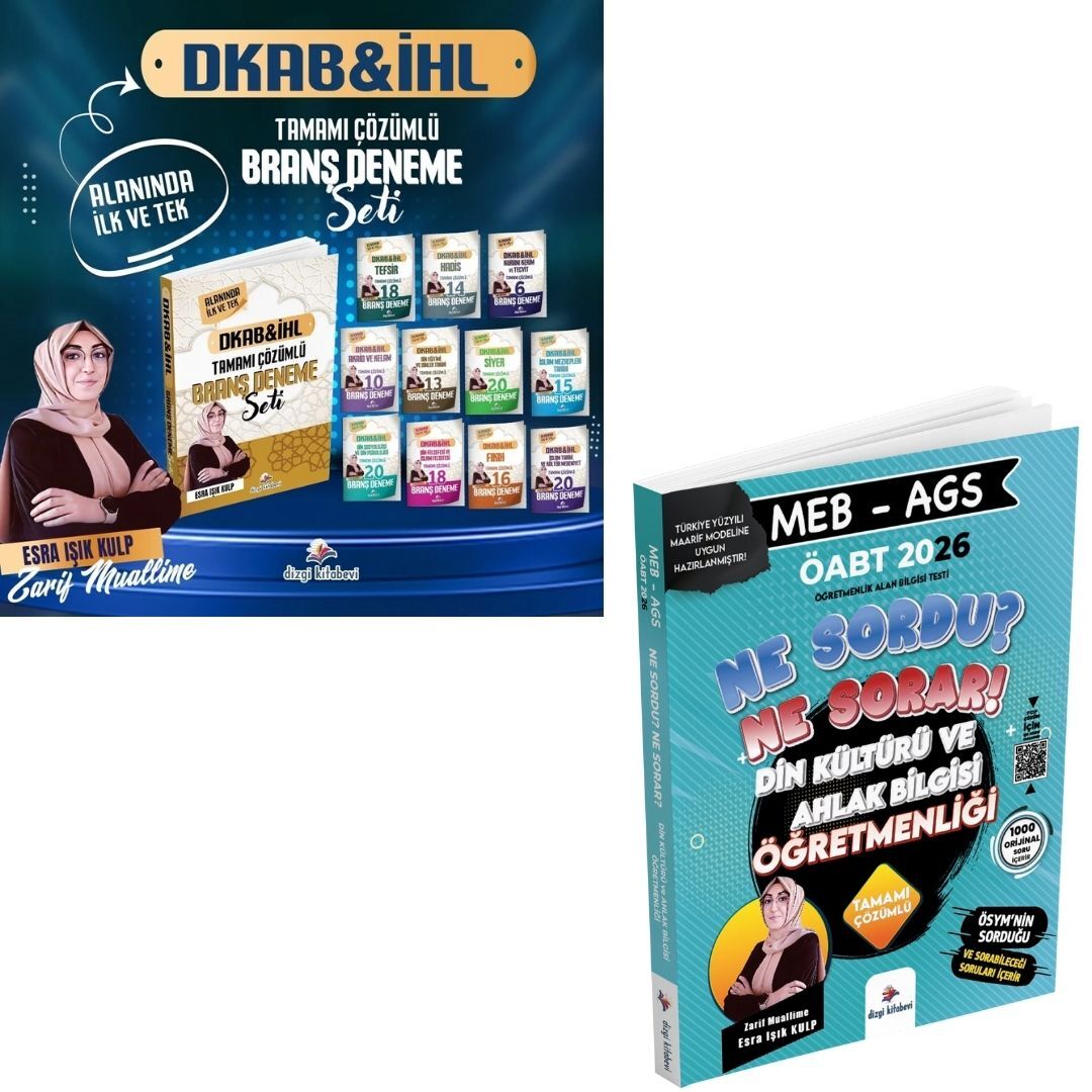 Dizgi Kitap 2026 Meb Ags ÖABT Ne Sordu Ne Sorar Din Kültürü ve Ahlak Bilgisi Öğretmenliği Tamamı Pdf Çözümlü Soru Bankası ve Branş Deneme Seti Zarif Muallime Esra Işık Kulp