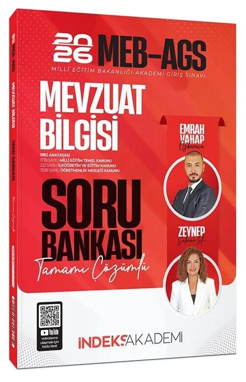 2026 MEB-AGS Mevzuat Bilgisi Soru Bankası Çözümlü - Emrah Vahap Özkaraca, Zeynep Salman İçli İndeks Akademi Yayıncılık