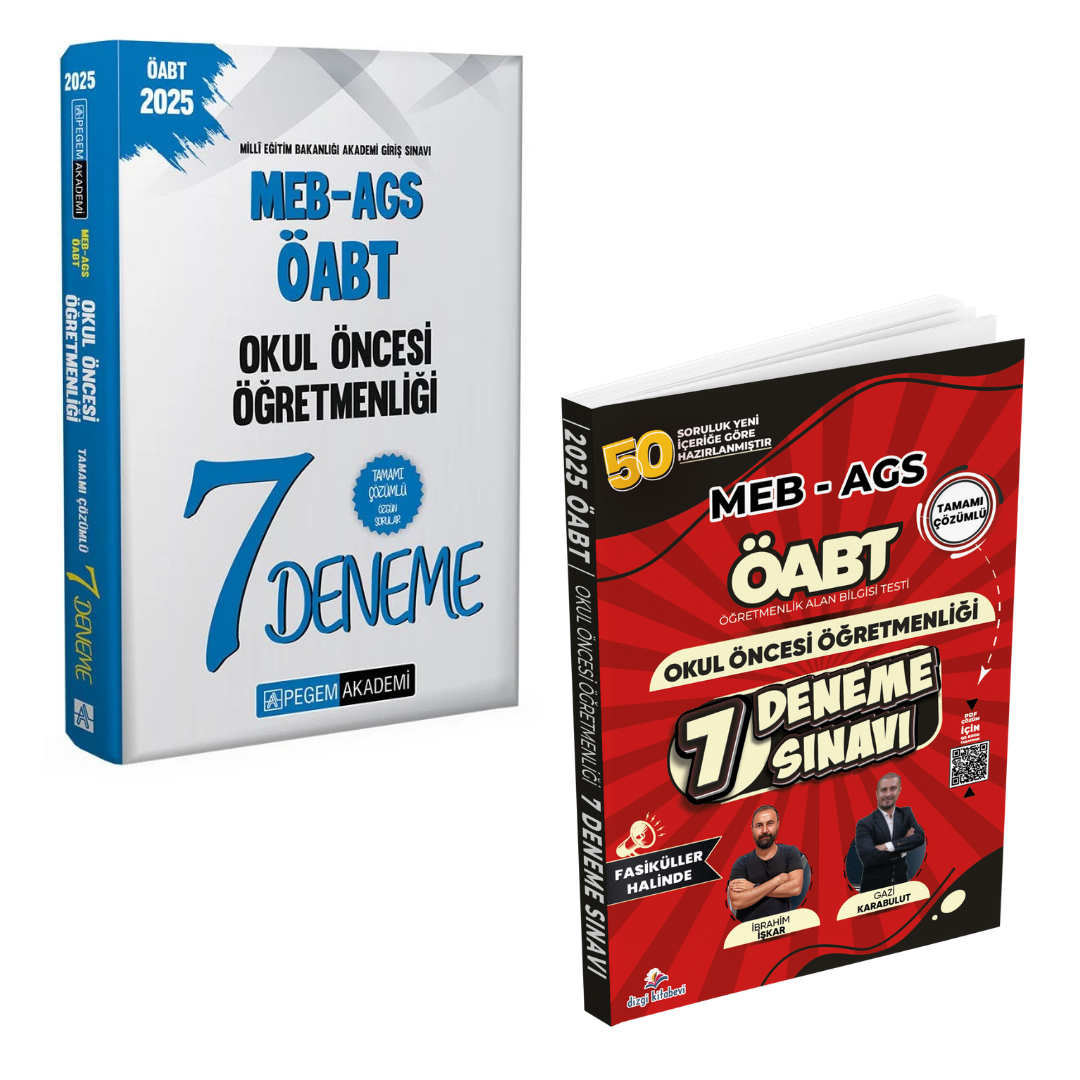 Dizgi Kitap 2025 Meb Ags Öabt Okul Öncesi Öğretmenliği 7 Deneme Sınavı ve Pegem Yayınları 7 Deneme Seti
