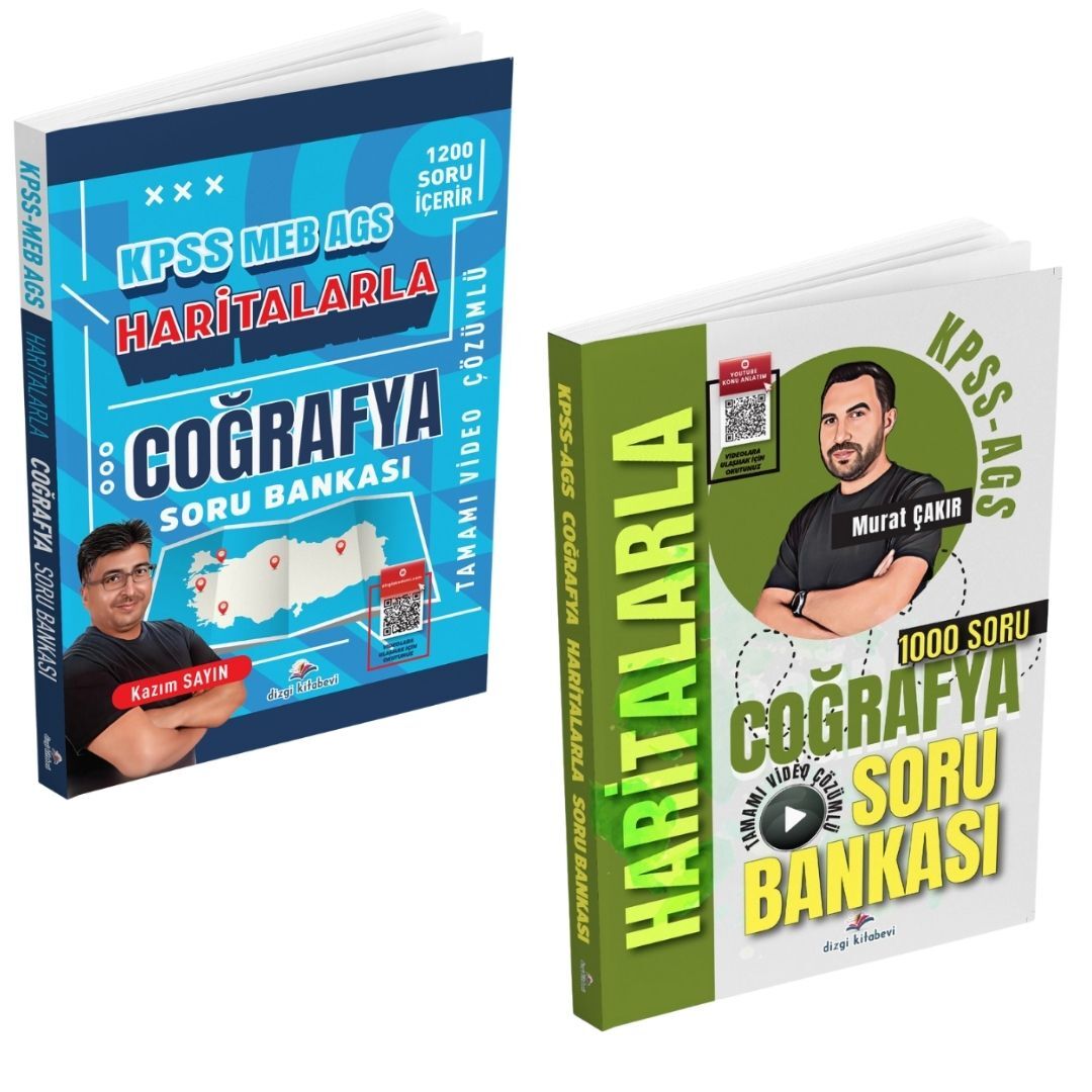 Dizgi Kitap 2026 Kpss Meb Ags Haritalarla Coğrafya Tamamı Video Çözümlü Soru Bankası Kazım Sayın & Kpss Meb Ags Haritalarla Coğrafya Tamamı Video Çözümlü Soru Bankası Murat Çakır Seti
