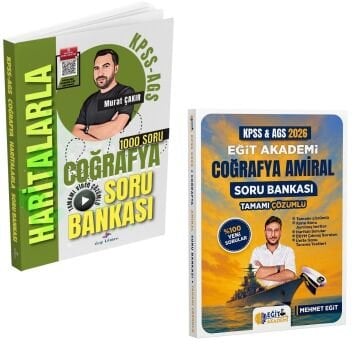 Dizgi Kitap 2026 KPSS MEB-AGS Haritalarla Coğrafya Tamamı Video Çözümlü Soru Bankası - Murat Çakır ve Eğit Akademi Coğrafya Amiral Soru Bankası Çözümlü Mehmet Eğit Seti