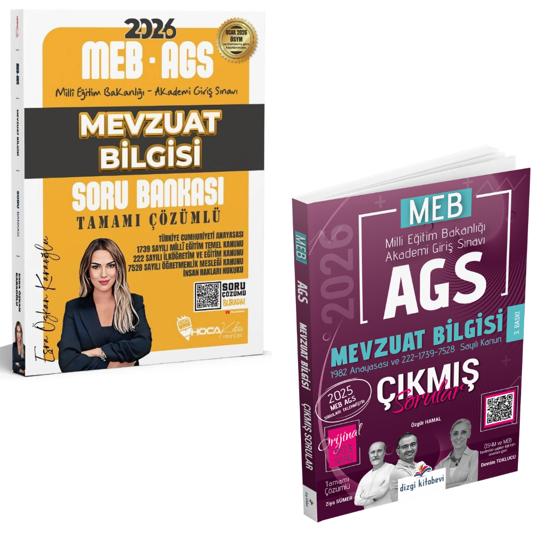 Dizgi Kitap 2026 MEB AGS Mevzuat Bilgisi Çıkmış Sorular & MEB AGS Mevzuat Bilgisi Soru Bankası Hoca Kafası Yayınları Seti