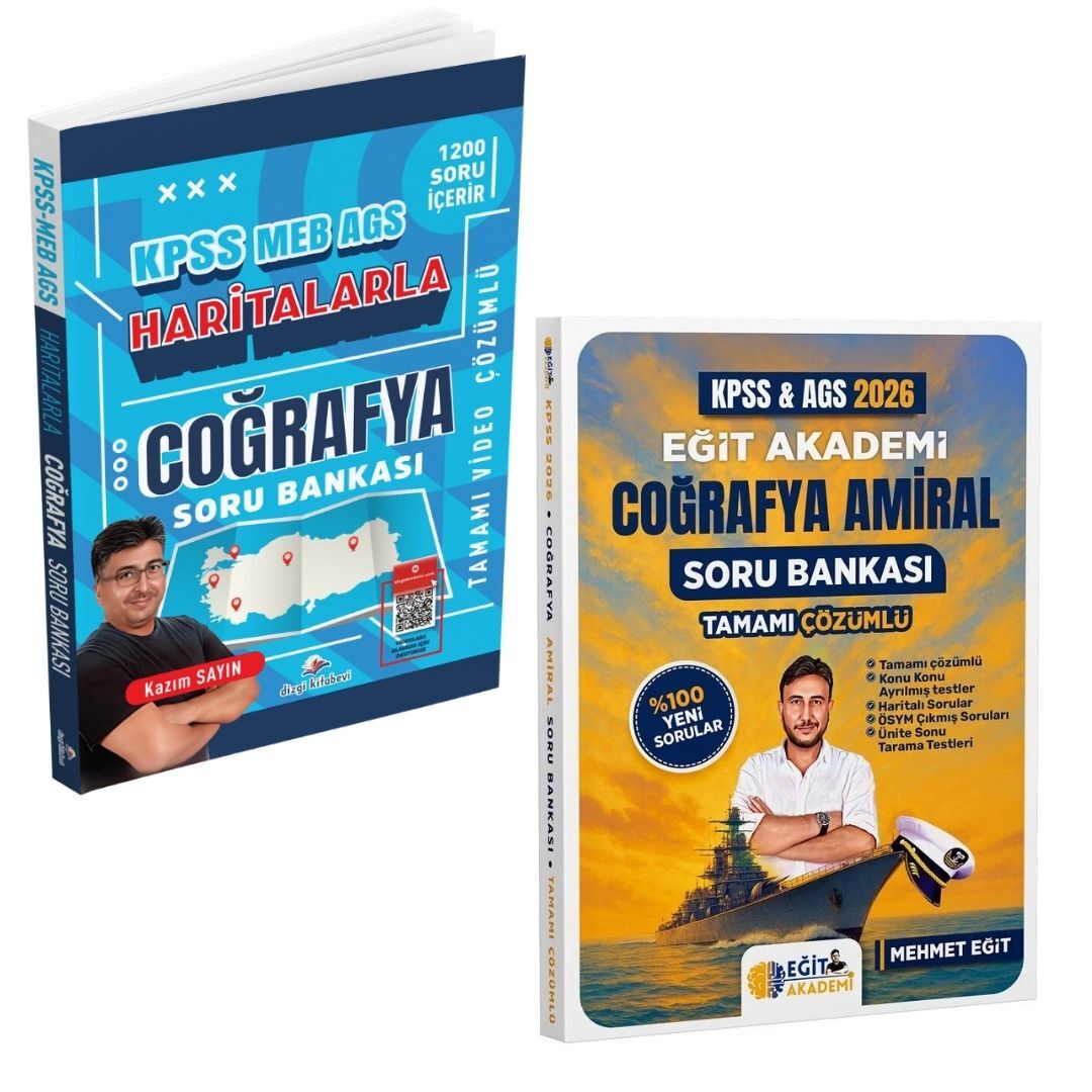Dizgi Kitap 2026 Kpss Meb Ags Coğrafya Soru Bankası Kazım Sayın ve Kpss Meb Ags Coğrafya Amiral Soru Bankası Mehmet Eğit Seti