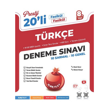 Nartest Yayınları 8. Sınıf Prestij Türkçe 20 Deneme