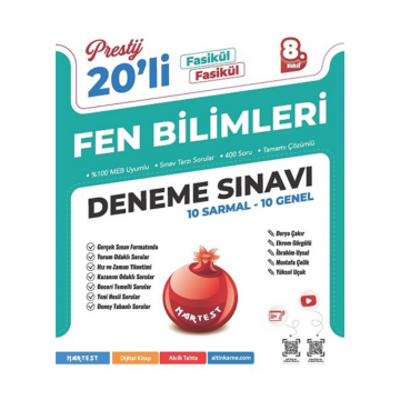 Nartest Yayınları 8. Sınıf Prestij Fen Bilimleri 20 Deneme