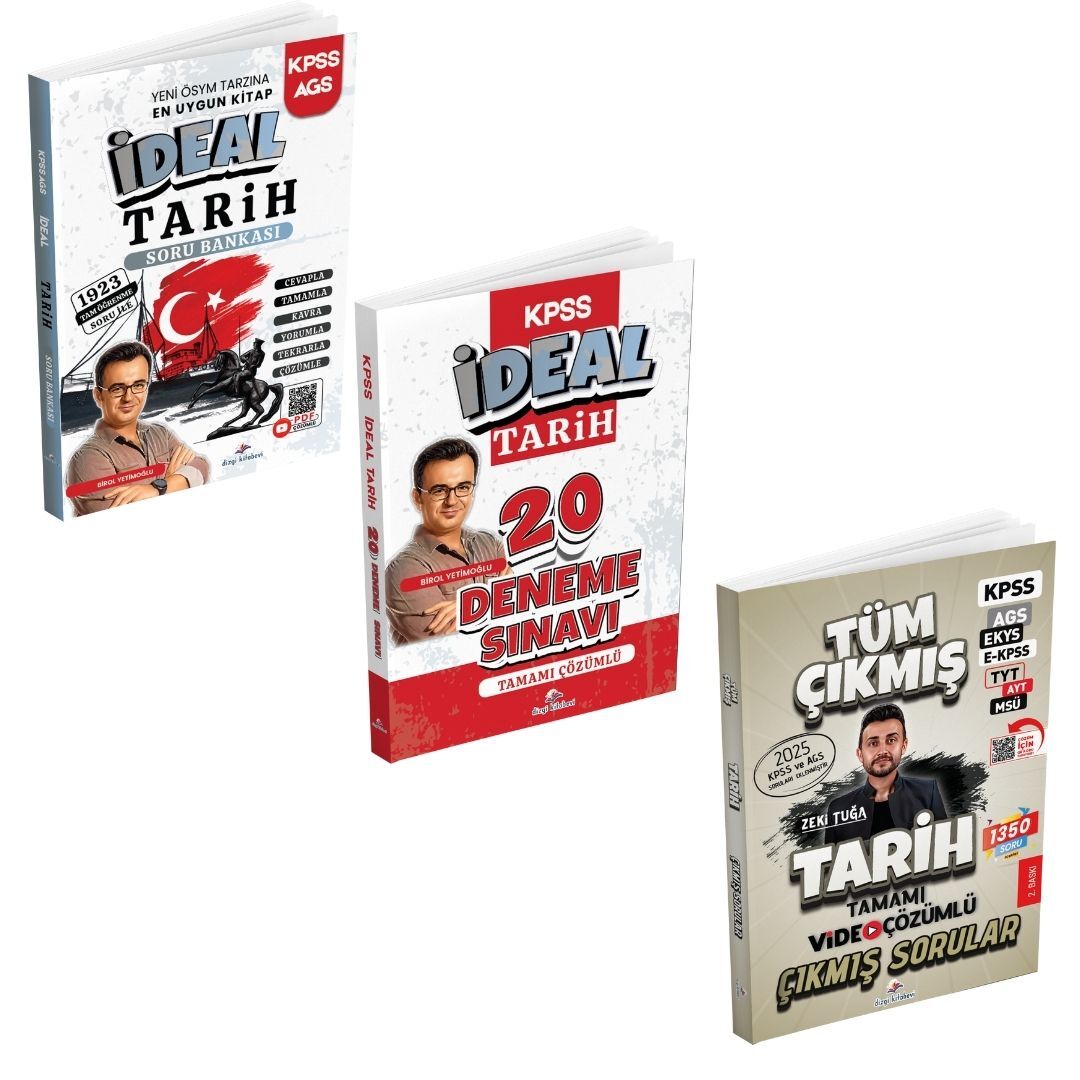 Dizgi Kitap 2026 KPSS MEB AGS Tarih Soru Bankası Birol Yetimoğlu & Tarih 20 Deneme ve Tarih Çıkmış Sorular Zeki Tuğa Süper Tarih 3'lü Set