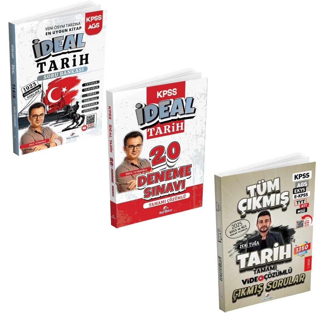 Dizgi Kitap 2026 KPSS MEB AGS Tarih Soru Bankası Birol Yetimoğlu & Tarih 20 Deneme ve Tarih Çıkmış Sorular Zeki Tuğa Süper Tarih 3'lü Set