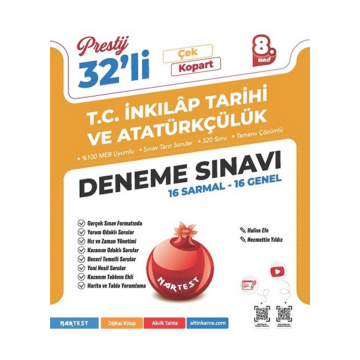 Nartest Yayınları 8. Sınıf Prestij T.C. İnkılap Tarihi ve Atatürkçülük 32 Deneme