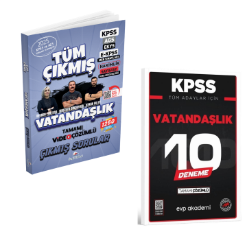 Dizgi Kitap 2026 Vatandaşlık Tüm Sınavlar Çıkmış Sorular & KPSS Tüm Adaylar İçin Vatandaşlık 10 Deneme EVP Akademi Seti