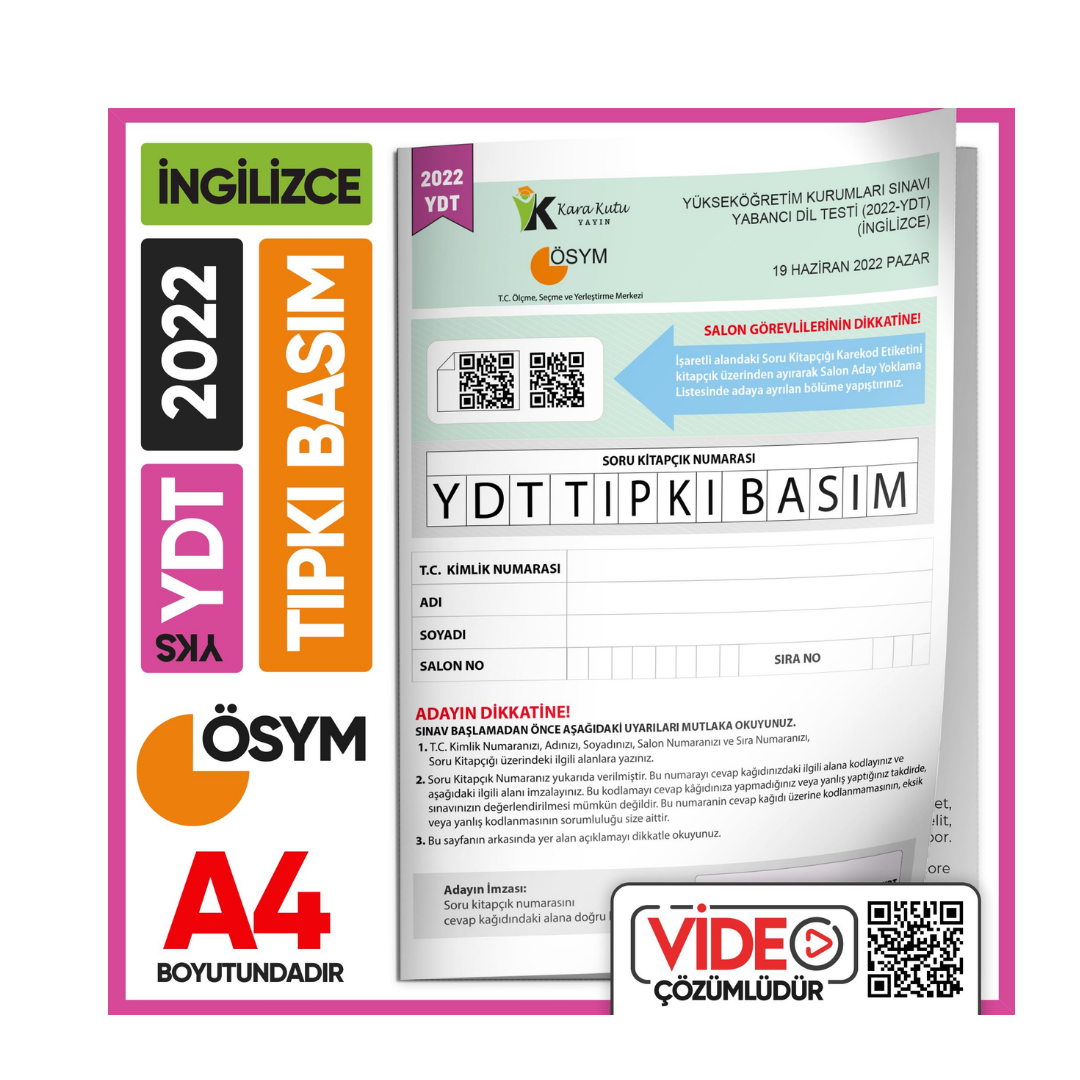 2022 YKS YDT İngilizce ÖSYM Tıpkı Basım Çıkmış Soru Deneme Kitapçığı (Video Çözümlü Türkiye Geneli) İnformal Yayınları