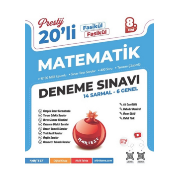 Nartest Yayınları 8. Sınıf Prestij Matematik 20 Deneme Sınavı