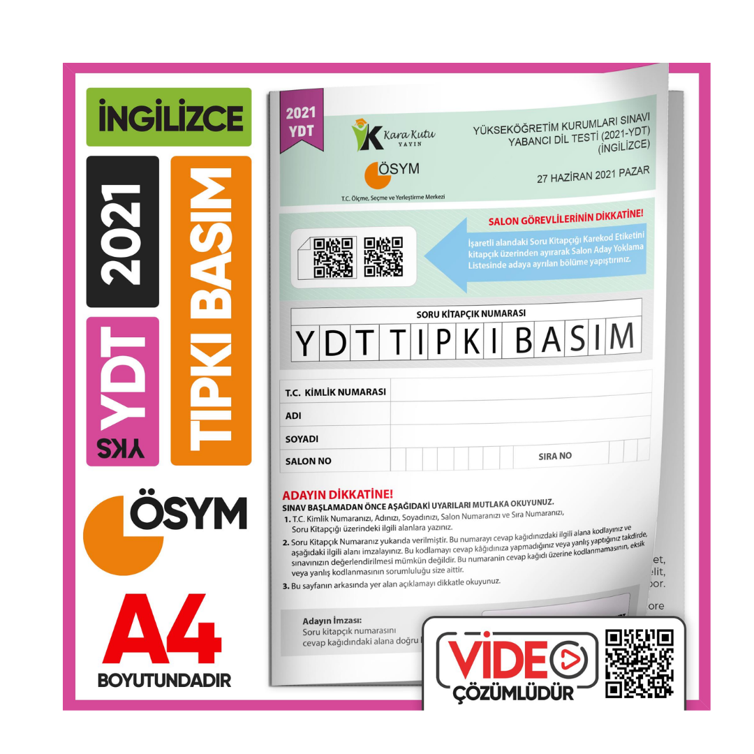 2021 YKS YDT İngilizce ÖSYM Tıpkı Basım Çıkmış Soru Deneme Kitapçığı (Video Çözümlü Türkiye Geneli) İnformal Yayınları