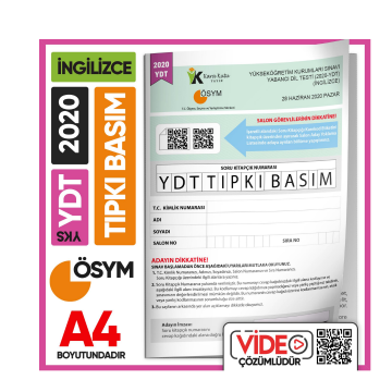2020 YKS YDT İngilizce ÖSYM Tıpkı Basım Çıkmış Soru Deneme Kitapçığı (Video Çözümlü Türkiye Geneli) İnformal Yayınları