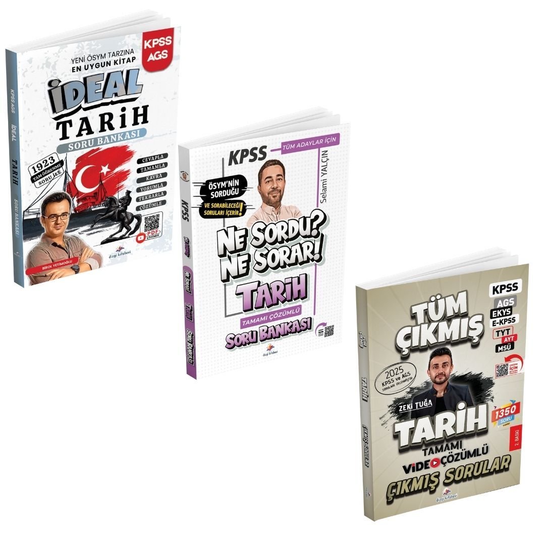 Dizgi Kitap 2026 KPSS MEB AGS Tarih Soru Bankası Birol Yetimoğlu & Ne Sordu Ne Sorar Tüm Adaylar İçin KPSS Tarih Soru Bankası Selami Yalçın ve Tarih Çıkmış Sorular Zeki Tuğa Seti