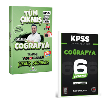 Dizgi Kitap 2026 Coğrafya Tüm Sınavlar Çıkmış Sorular & KPSS Tüm Adaylar İçin Coğrafya 6 Deneme EVP Akademi Seti
