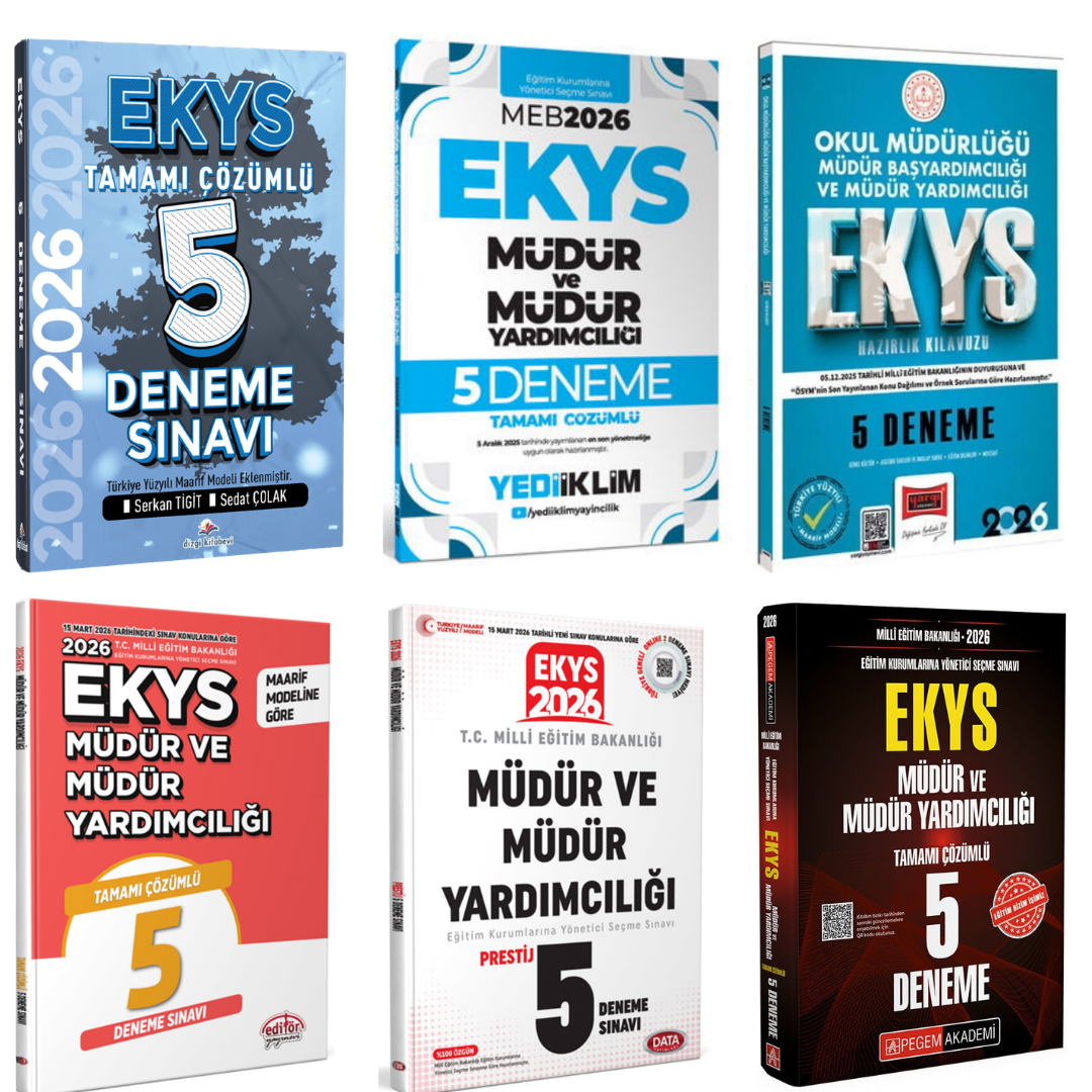Dizgi Kitap 2026 MEB EKYS Müdür ve Müdür Yardımcılığı Tamamı Çözümlü Süper Kazandıran 5 Deneme Sınavı Karma Yayınlar Seti