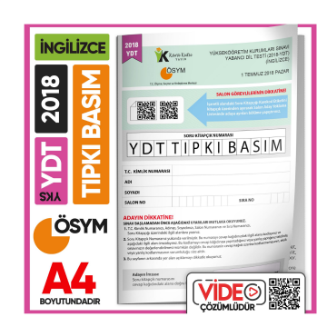 2018 YKS YDT İngilizce ÖSYM Tıpkı Basım Çıkmış Soru Deneme Kitapçığı (Video Çözümlü Türkiye Geneli) İnformal Yayınları