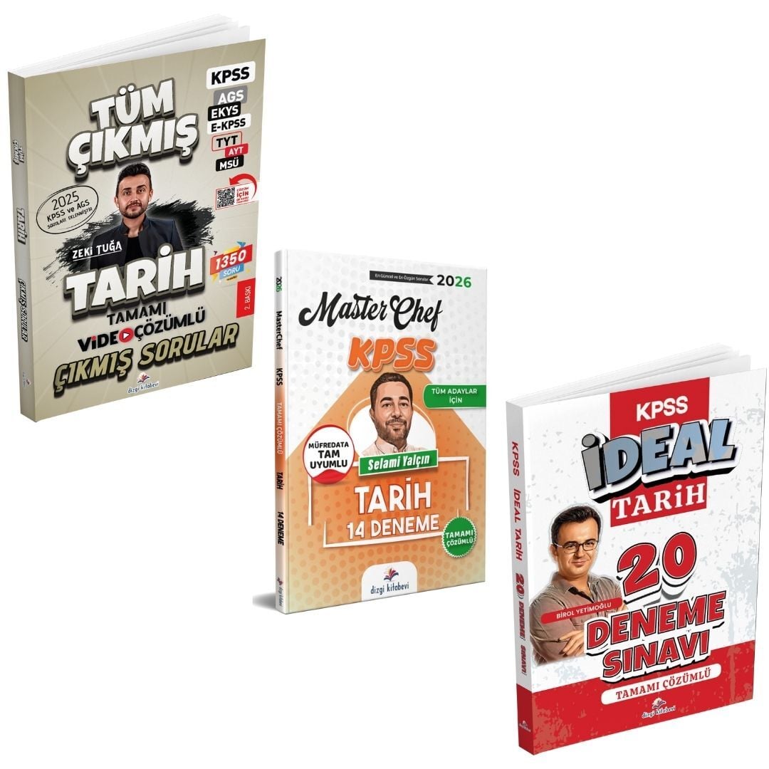 Dizgi Kitap 2026 Tarih Tüm Sınavlar Çıkmış Sorular & Kpss Tarih 14 Deneme ve KPSS Tarih 20 Deneme 3'lü Set