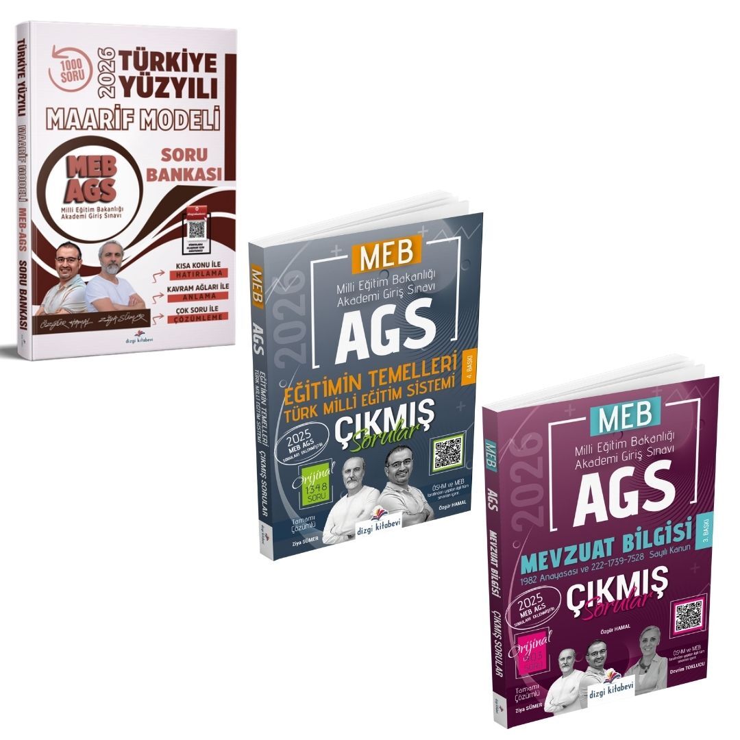 Dizgi Kitap 2026 MEB AGS Türkiye Yüzyılı Maarif Modeli Soru Bankası & Eğitimin Temelleri Türk Milli Eğitim Sistemi ve Mevzuat Bilgisi Çıkmış Sorular Seti