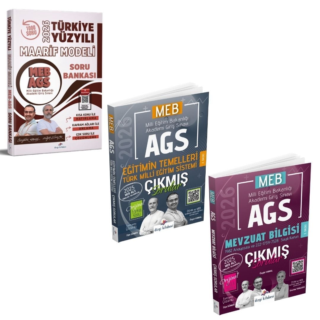 Dizgi Kitap 2026 MEB AGS Türkiye Yüzyılı Maarif Modeli Soru Bankası & Eğitimin Temelleri Türk Milli Eğitim Sistemi ve Mevzuat Bilgisi Çıkmış Sorular Seti