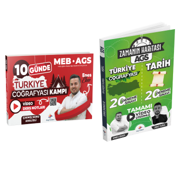 Dizgi Kitap 2025 Meb Ags Türkiye Coğrafyası, Tarih Tamamı Video Çözümlü 20 Deneme Sınavı ve 10 Günde Türkiye Coğrafyası Kampı Ders Notları Seti