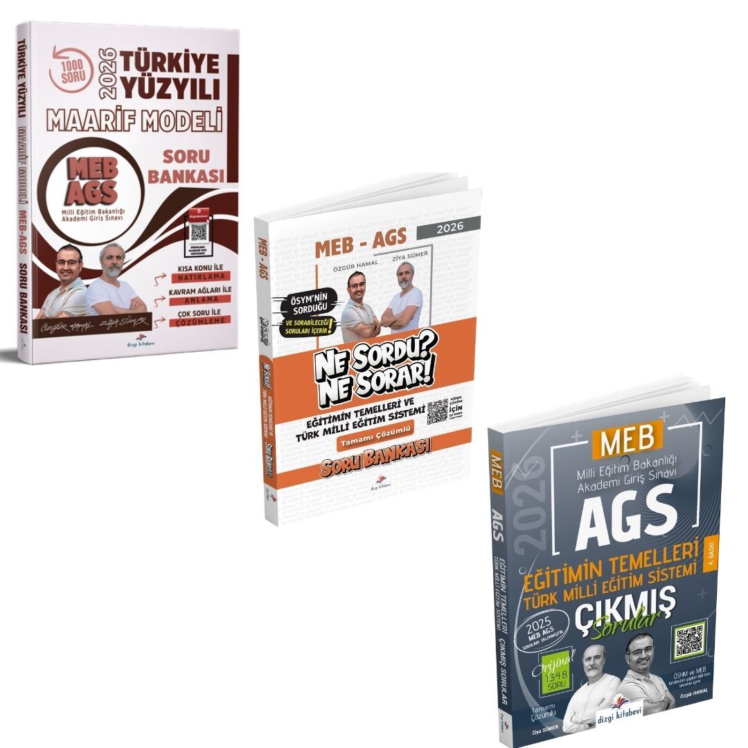 Dizgi Kitap 2026 MEB AGS Türkiye Yüzyılı Maarif Modeli Soru Bankası & MEB AGS Eğitimin Temelleri Türk Milli Eğitim Sistemi Ne Sordu Ne Sorar Soru Bankası ve Eğitimin Temelleri Türk Milli Eğitim Sistemi Çıkmış Sorular Seti