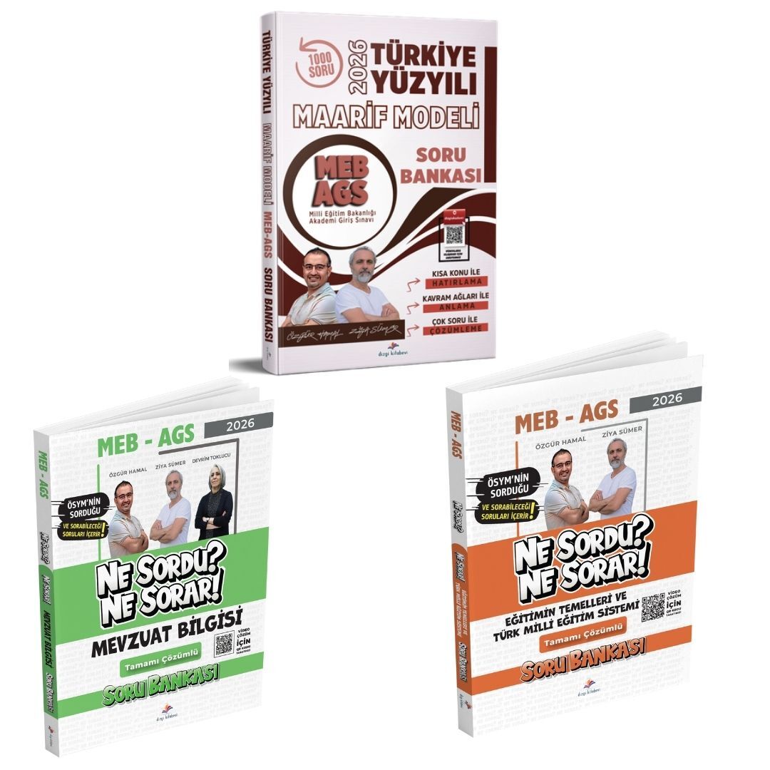 Dizgi Kitap 2026 MEB AGS Türkiye Yüzyılı Maarif Modeli Soru Bankası & Mevzuat Bilgisi Soru Bankası & Eğitimin Temelleri Türk Milli Eğitim Sistemi Soru Bankası 3'lü Set
