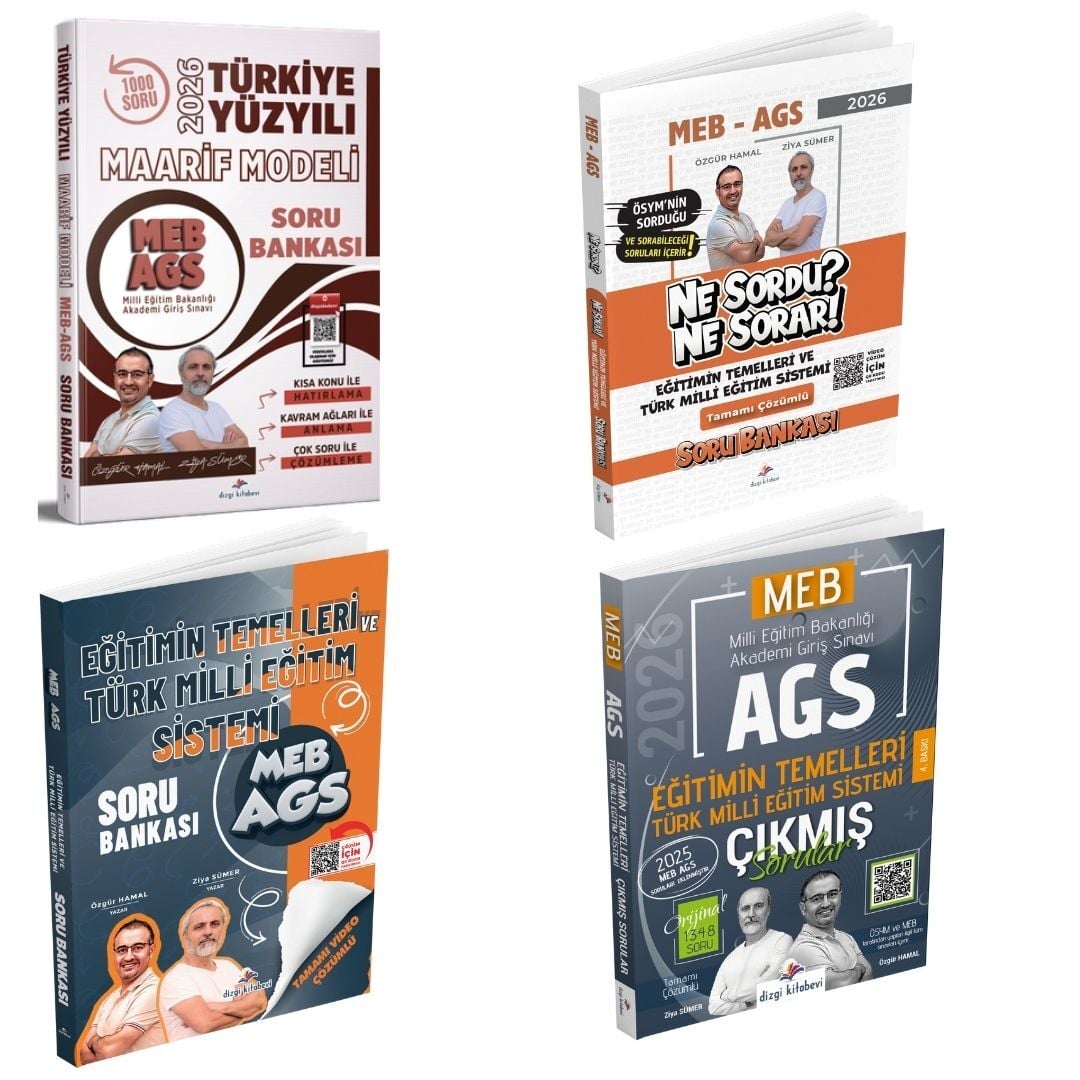 Dizgi Kitap 2026 MEB AGS Türkiye Yüzyılı Maarif Modeli Soru Bankası & Eğitimin Temelleri Türk Milli Eğitim Sistemi Ne Sordu Ne Sorar Soru Bankası & Eğitimin Temelleri Türk Milli Eğitim Sistemi Soru Bankası ve Çıkmış Sorular Seti