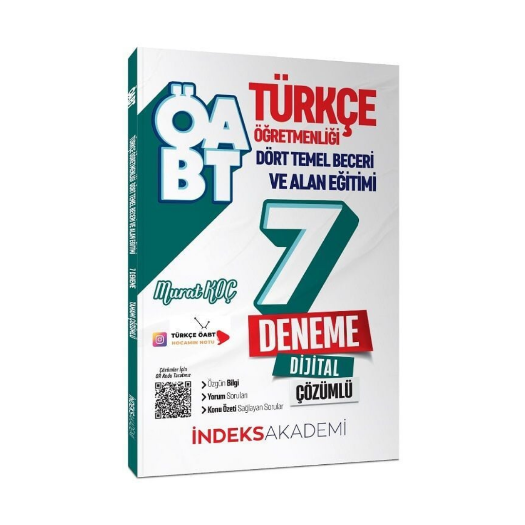 İndeks Akademi Yayınları ÖABT Türkçe Dört Temel Beceri ve Alan Eğitimi 7 Deneme PDF Çözümlü - Murat Koç