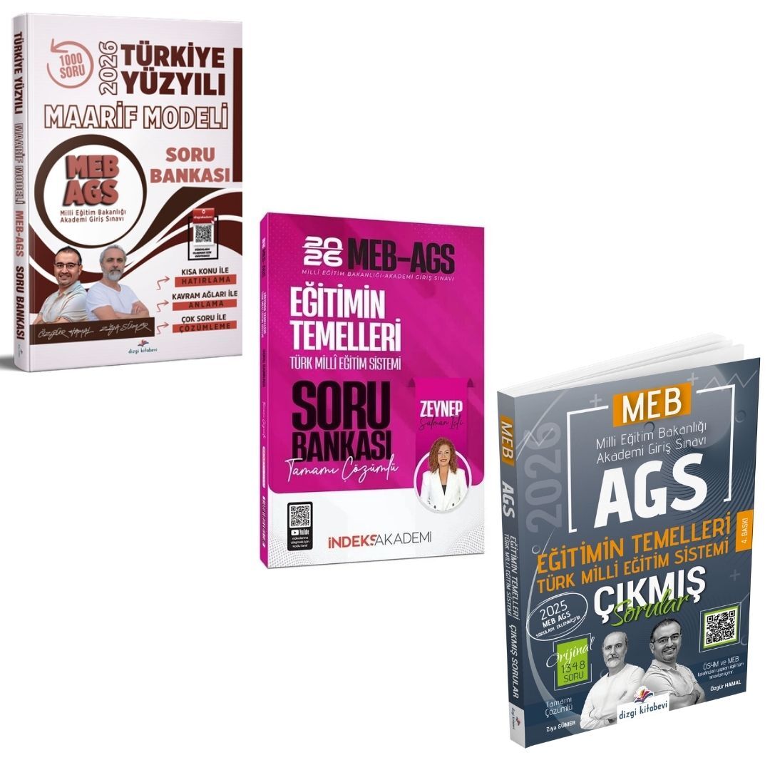 Dizgi Kitap 2026 MEB AGS Türkiye Yüzyılı Maarif Modeli Soru Bankası & Eğitimin Temelleri Türk Milli Eğitim Sistemi Soru Bankası İndeks Akademi ve Çıkmış Sorular Seti
