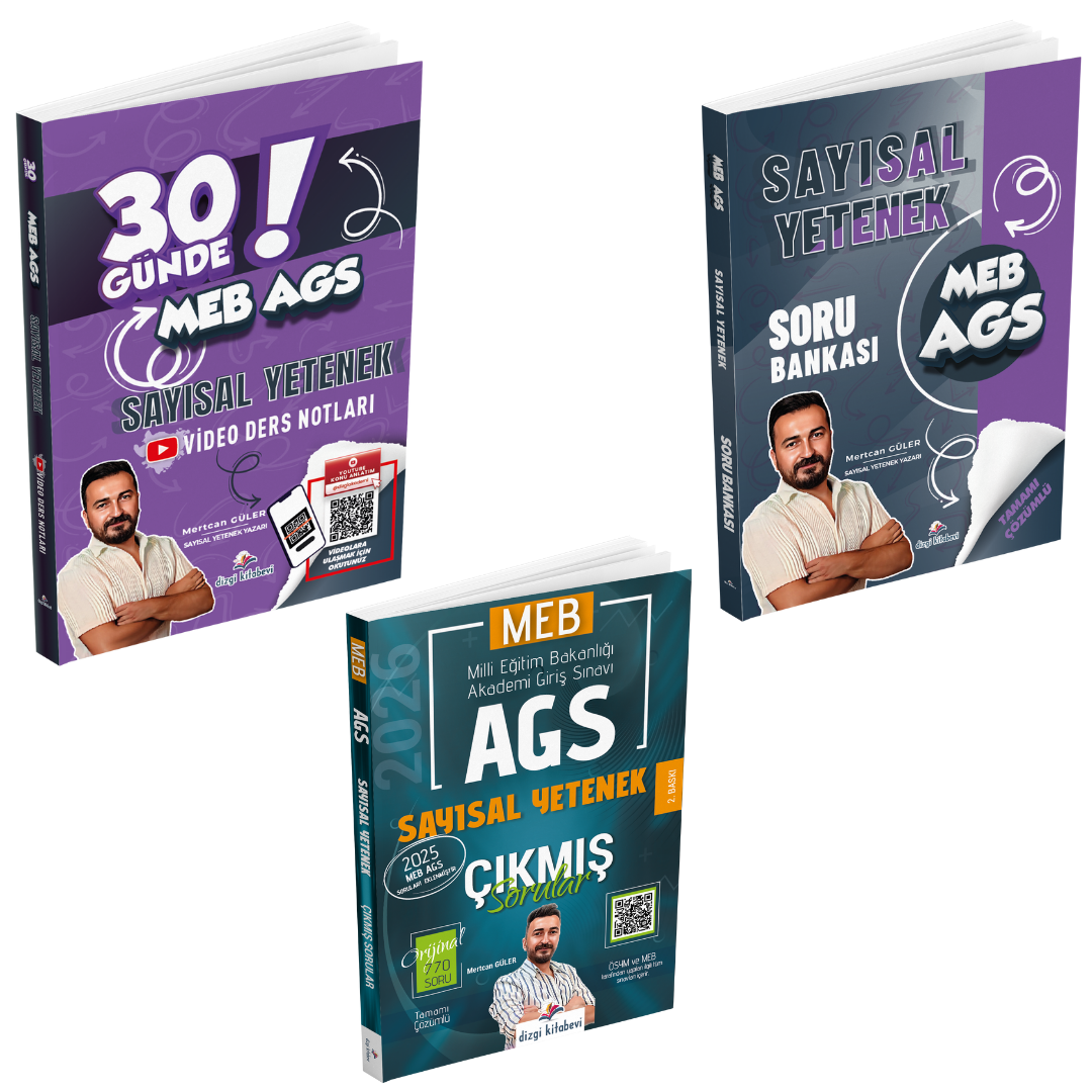 Dizgi Kitap 2026 MEB AGS 30 Günde Sayısal Yetenek Video Ders Notları, Soru Bankası ve Çıkmış Sorular Seti 3'lü Set Mertcan Güler