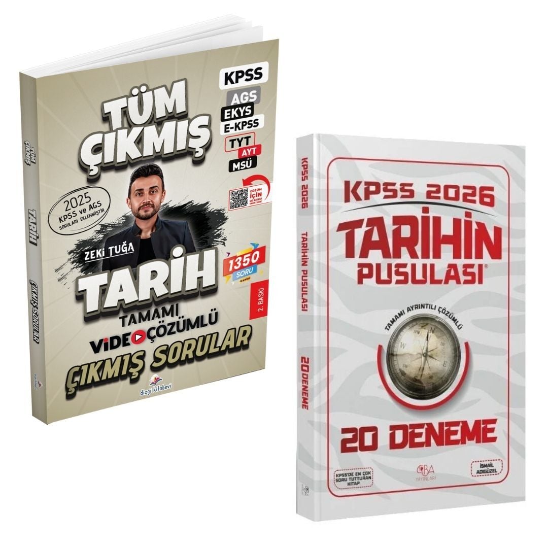 Dizgi Kitap 2026 Tarih Tüm Sınavlar Tamamı Video Çözümlü Çıkmış Sorular ve KPSS Tarihin Pusulası 20 Deneme Çözümlü CBA Yayınları Seti