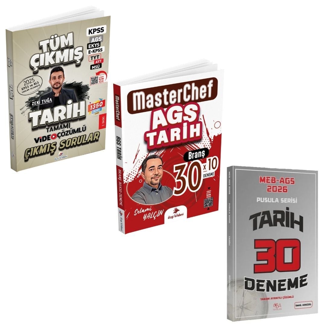 Dizgi Kitap 2026 Tarih Tüm Sınavlar Çıkmış Sorular & MEB AGS Tarih 30 Deneme ve MEB AGS Tarihin Pusulası 30 Deneme CBA Yayınları Seti