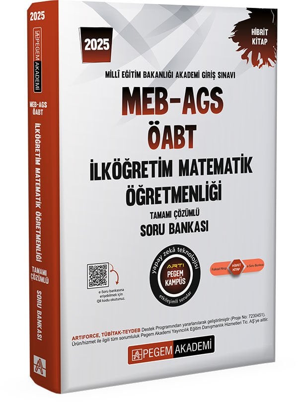 2025 MEB-AGS-ÖABT İlköğretim Matematik Öğretmenliği Tamamı Çözümlü Soru Bankası Pegem Yayınları