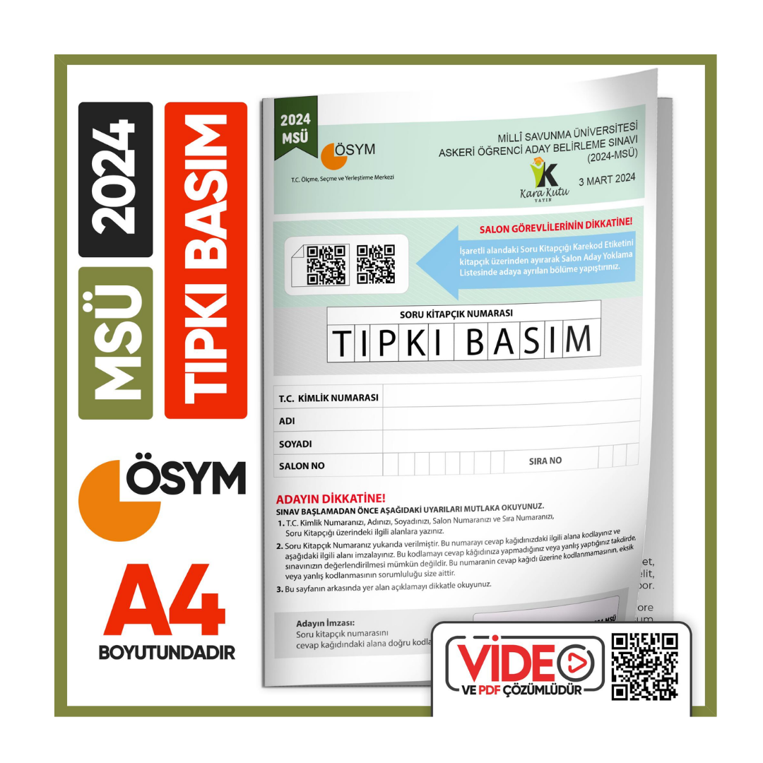 2024 MSÜ ÖSYM Tıpkı Basım Çıkmış Soru Deneme Kitapçığı (Video Çözümlü Türkiye Geneli) İnformal Yayınları
