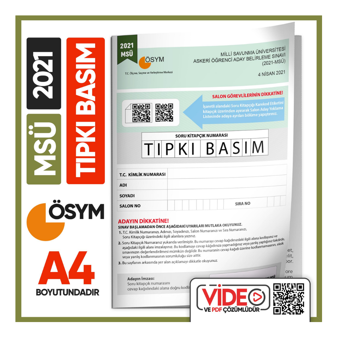 2021 MSÜ ÖSYM Tıpkı Basım Çıkmış Soru Deneme Kitapçığı (Video Çözümlü Türkiye Geneli) İnformal Yayınları