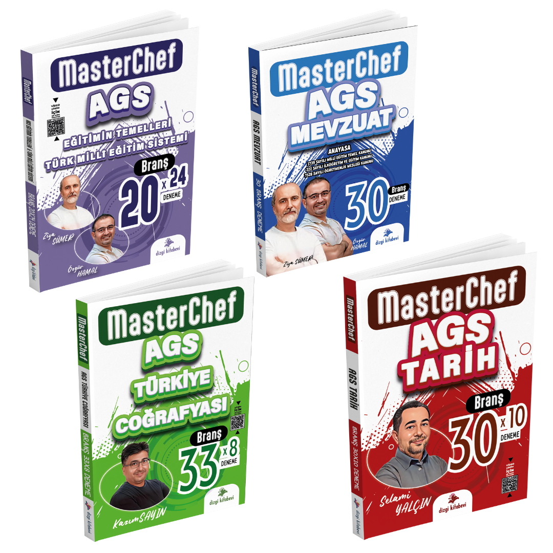 Dizgi Kitap 2025 MasterChef MEB AGS Eğitimin Temelleri, Mevzuat, Türkiye Coğrafyası ve Tarih Branş Deneme Seti