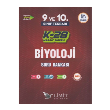 Limit Yayınları TYT 9. ve 10. Sınıf Tekrarı Biyoloji K-28 Maarif Model Soru Bankası