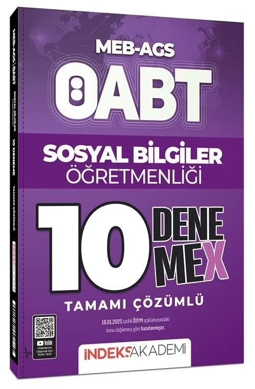 ÖABT MEB-AGS Sosyal Bilgiler Öğretmenliği 10 DenemeX Çözümlü İndeks Akademi Yayıncılık