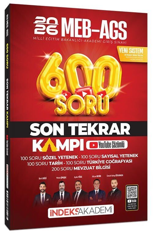 İndeks Akademi Yayıncılık 2026 MEB-AGS Son Tekrar Kampı 600 Soru Bankası Youtube Video Çözümlü